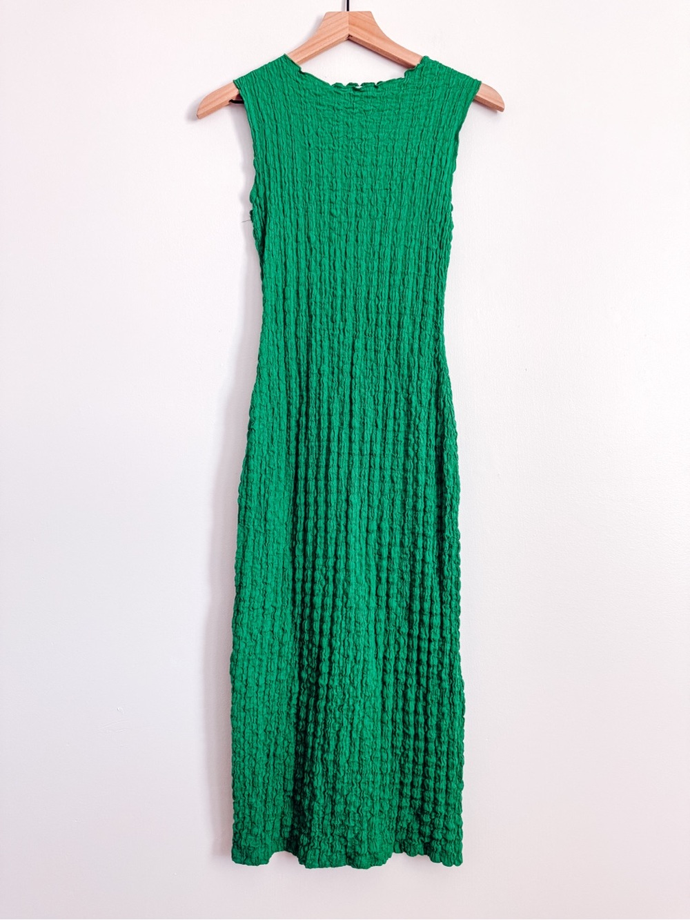 Zara Green Maxi Textured Crinkle Dress Size S